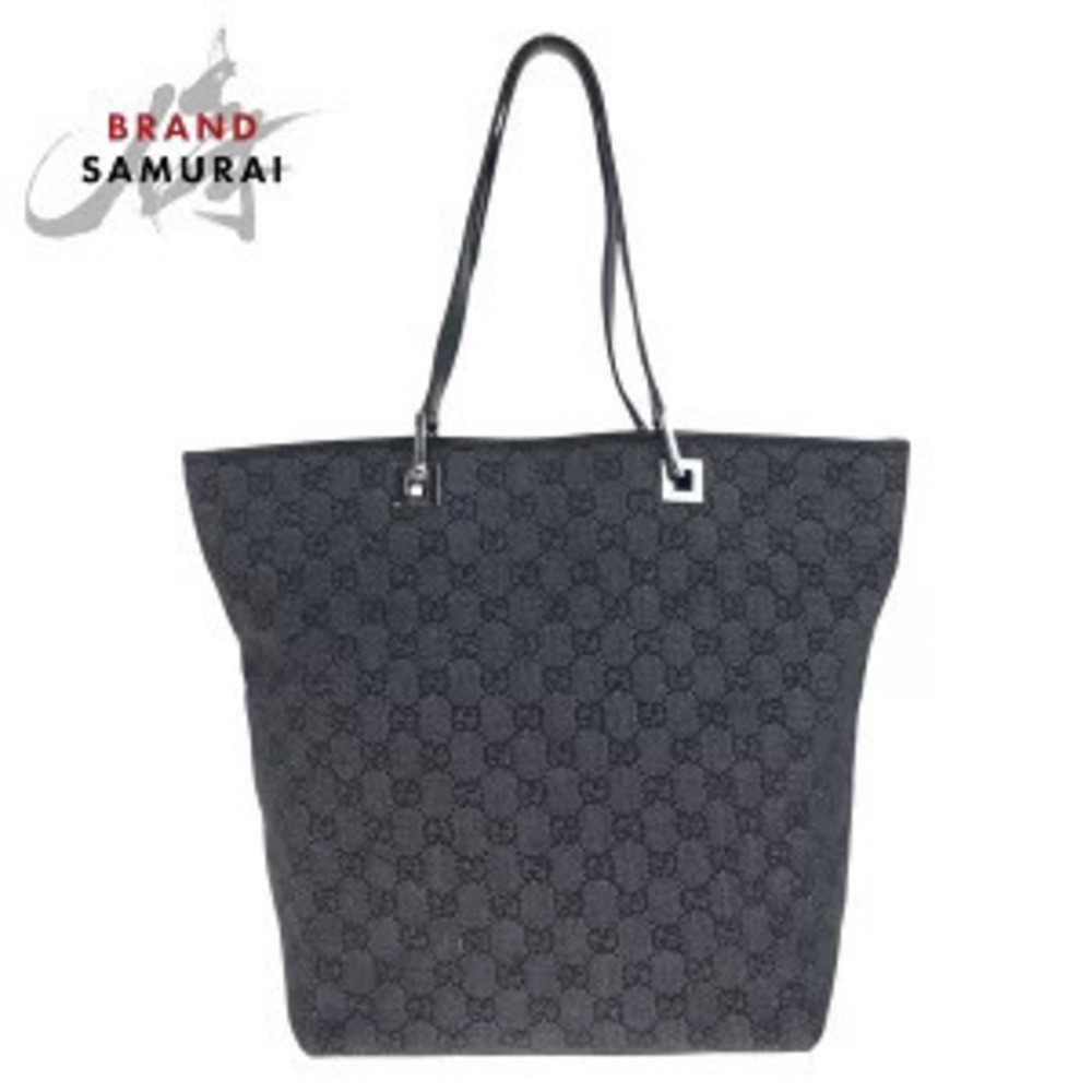 Gucci Black Tote Bag Shoulder GG Canvas Leather